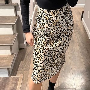 ARITZIA leopard satin slip midi skirt